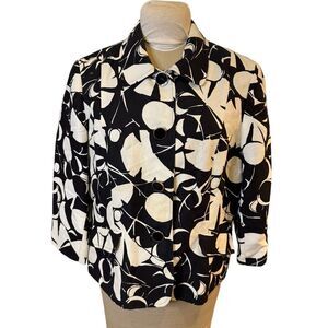 Kasper Women’s Blazer Sz. 16 Black & White Geometric Pattern Career Date Night